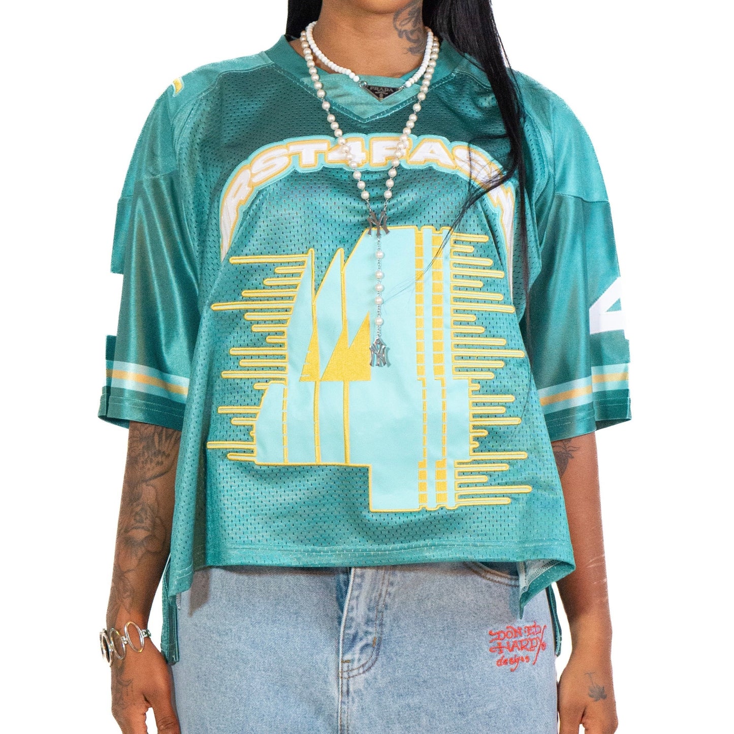 T4F Football Jersey-Green/Yellow/Aqua