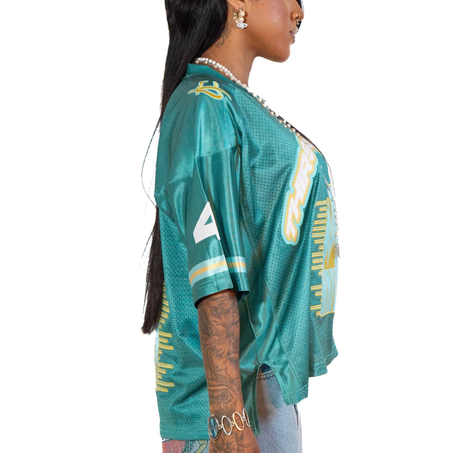 T4F Football Jersey-Green/Yellow/Aqua